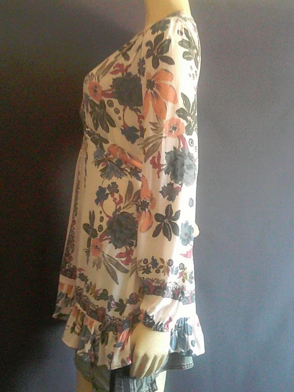 Free People Violet Hill Floral Tie Back Ruffled Tunic Top 8